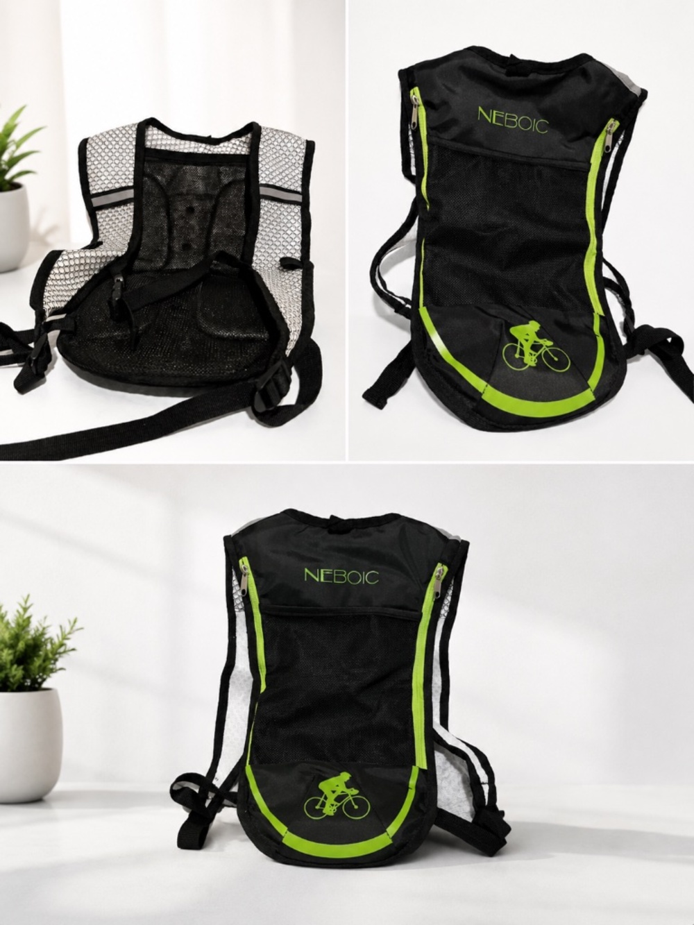 NEBOIC Hydration Backpack Cycling Running Hiking Water Pack Black Green